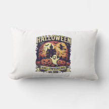 Vintage Halloweekend Spooky Haunted House Lumbar P