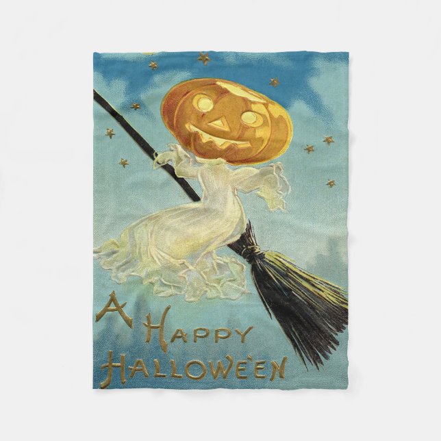 Vintage Halloween - A Happy Halloween  Fleece Blanket (Front)