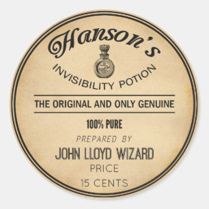 Vintage Halloween Apothecary Invisibility Potion Classic Round Sticker