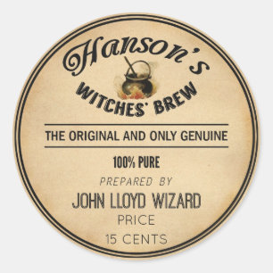 Vintage Halloween Apothecary Witches Brew Cauldron Classic Round Sticker