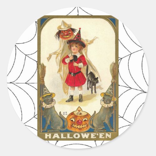 Vintage Halloween Art Classic Round Sticker