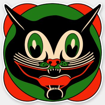 Vintage Halloween Art Deco Black Cat Sticker by Vintage_Halloween at Zazzle