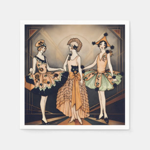 Vintage Halloween Art Deco Flapper Poster 1920s Napkins
