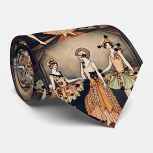 Vintage Halloween Art Deco Flapper Poster 1920s Neck Tie