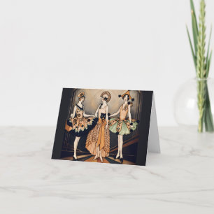 Vintage Halloween Art Deco Flapper Poster 1920s Thank You Card