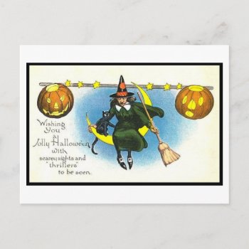 Vintage Halloween Art Postcard | Witch Pumpkins by mrcountscary at Zazzle