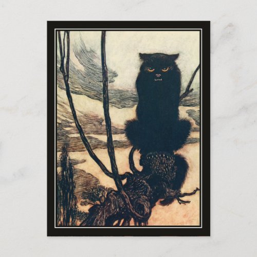 Vintage Halloween Arthur Rackham Black Cat Postcard