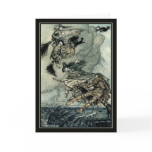 Vintage Halloween Arthur Rackham Flying Witches