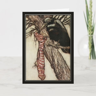 Vintage Halloween Arthur Rackham The Crow Card