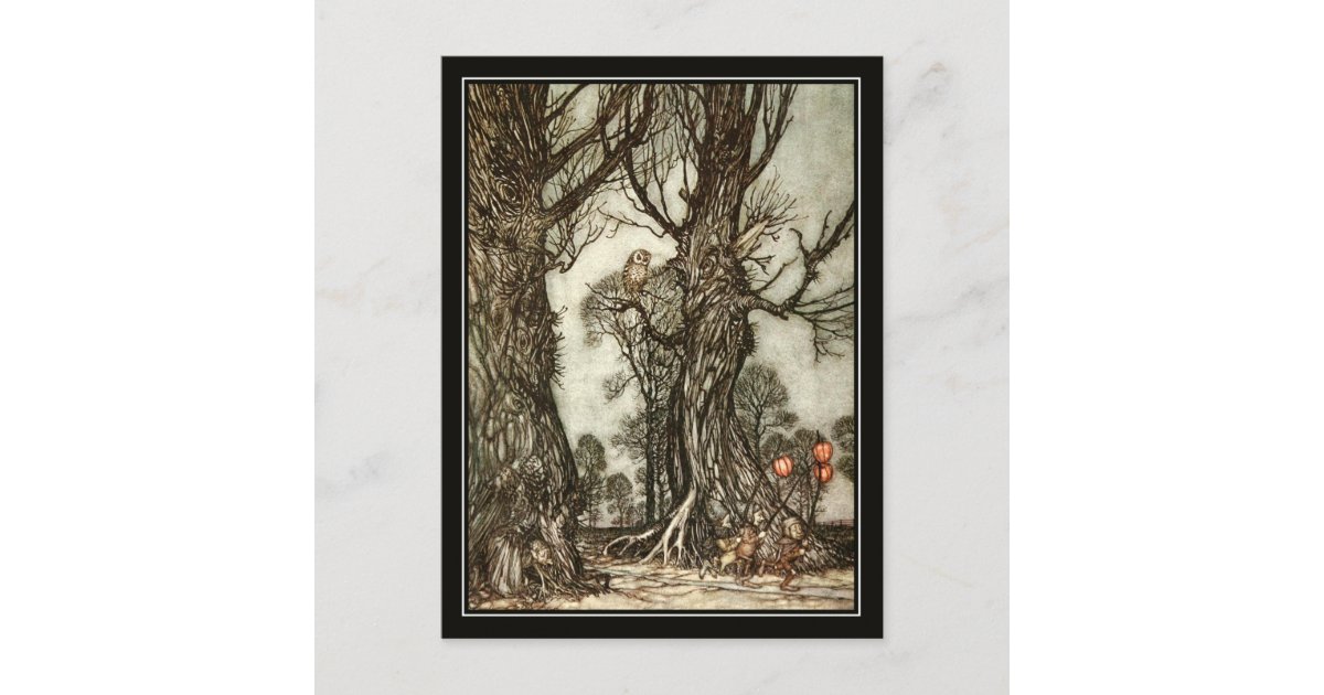 Vintage Halloween Arthur Rackham The Fairy Ball Postcard | Zazzle