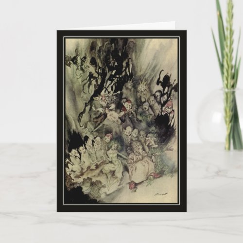 Vintage Halloween Arthur Rackham Trolls Card