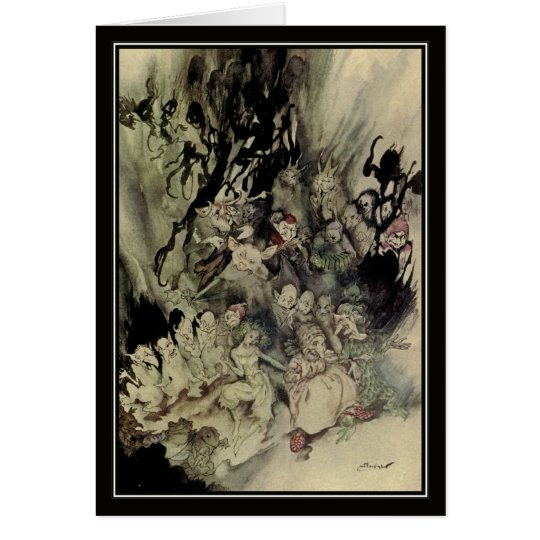 Coussin Carré Illustration Vintage Chat Noir Halloween Arthur Rackham 1920
