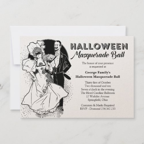 Vintage Halloween Ball Masquerade Party Invitation