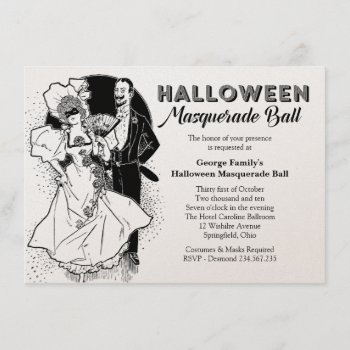 Vintage Halloween Ball Masquerade Party Invitation by thepapershoppe at Zazzle