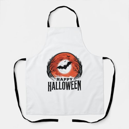 Vintage Halloween Bat Moon Engraving Design_1 Apron