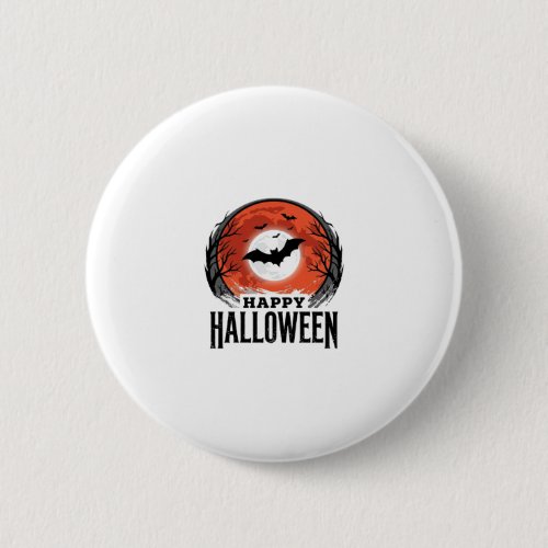 Vintage Halloween Bat Moon Engraving Design_1 Button
