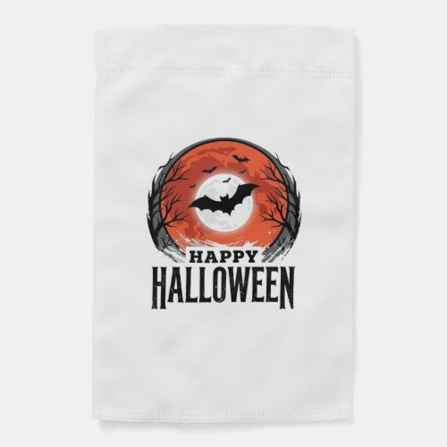 Vintage Halloween Bat Moon Engraving Design_1 Garden Flag