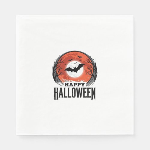 Vintage Halloween Bat Moon Engraving Design_1 Napkins