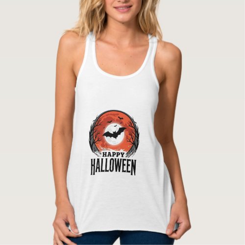 Vintage Halloween Bat Moon Engraving Design_1 Tank Top