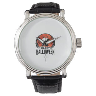 Vintage Halloween Bat Moon Engraving Design_1 Watch