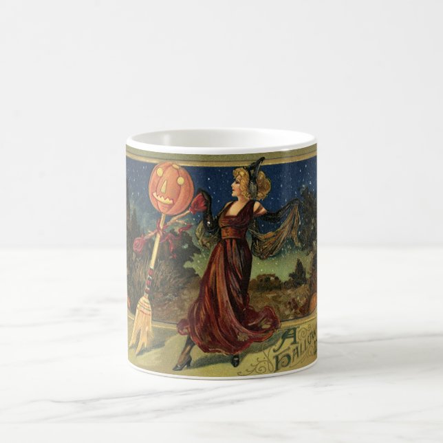 Vintage Halloween, Beautiful Dancing Witch Coffee Mug (Center)