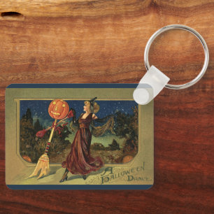 Vintage Halloween, Beautiful Dancing Witch Keychain