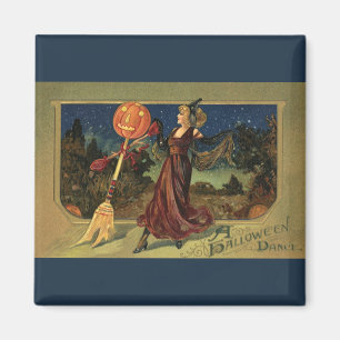 Vintage Halloween, Beautiful Dancing Witch Magnet