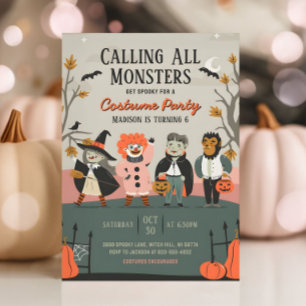 Vintage Halloween Birthday Costume Party for Kids Invitation