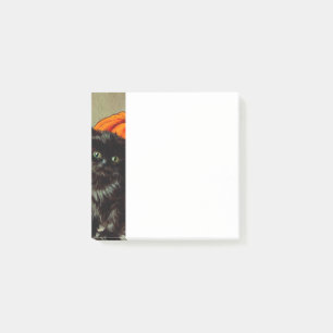 Vintage Halloween Black Cat and Pumpkins Post-it Notes