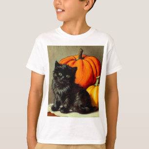 Vintage Halloween Black Cat and Pumpkins T-Shirt