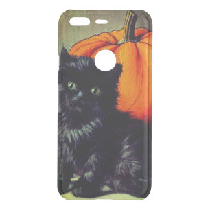 Vintage Halloween Black Cat and Pumpkins Uncommon Google Pixel Case