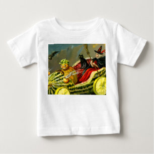 Vintage Halloween Black Cat and Witch Baby T-Shirt