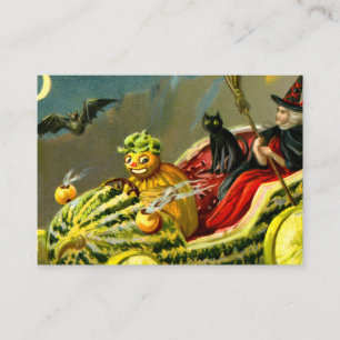 Vintage Halloween Black Cat and Witch Enclosure Card