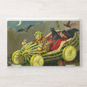 Vintage Halloween Black Cat and Witch HP Laptop Skin