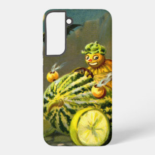 Vintage Halloween Black Cat and Witch Samsung Galaxy S22+ Case