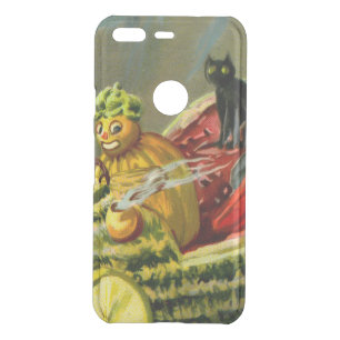 Vintage Halloween Black Cat and Witch Uncommon Google Pixel Case