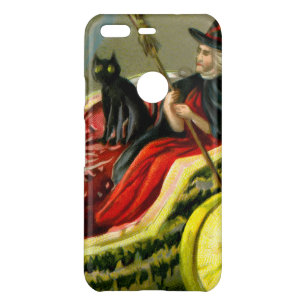 Vintage Halloween Black Cat and Witch Uncommon Google Pixel Case