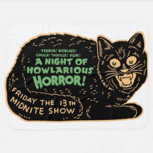 Vintage Halloween Black Cat Baby Blanket