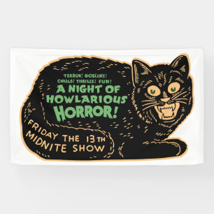 Vintage Halloween Black Cat Banner