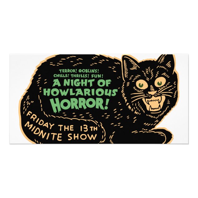 Vintage Halloween Black Cat Card (Front)
