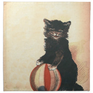 Vintage HALLOWEEN Black Cat Cloth Napkin