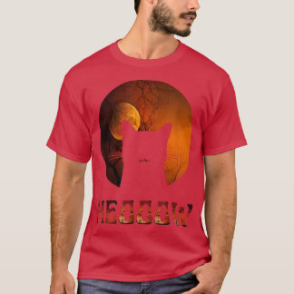 Vintage Halloween Black Cat Costume meow sunset si T-Shirt