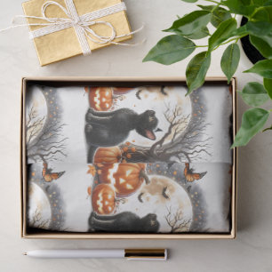 Vintage Halloween Black Cat Decoupage Tissue Paper