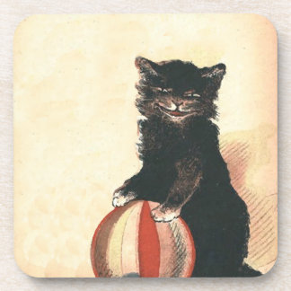 Vintage HALLOWEEN Black Cat Drink Coaster