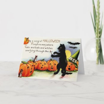 Vintage Halloween Black Cat Folded Thank You Card by mrcountscary at Zazzle