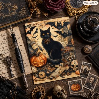 Vintage Halloween Black Cat Holiday