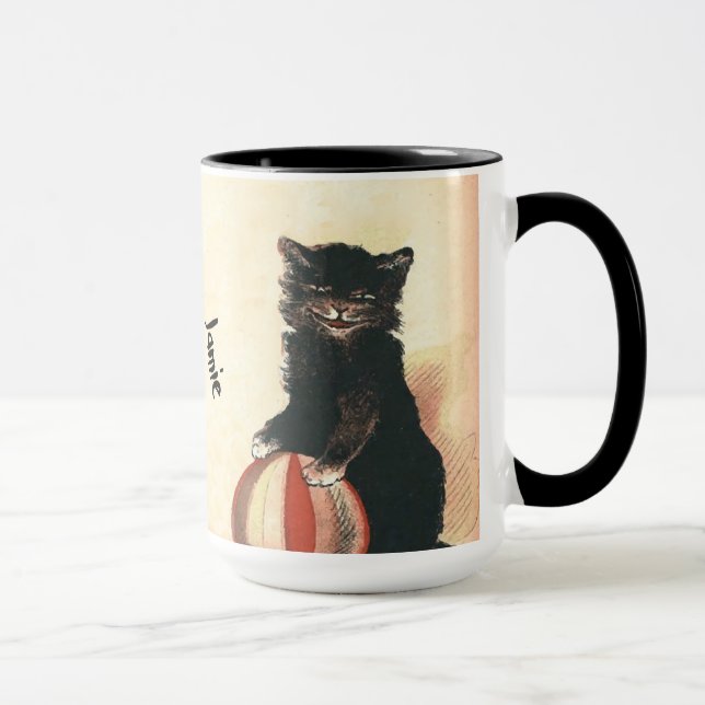 Vintage HALLOWEEN Black Cat Mug (Right)