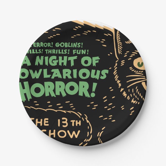 Vintage Halloween Black Cat Paper Plates (Front)