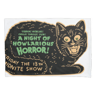 Vintage Halloween Black Cat Pillow Case