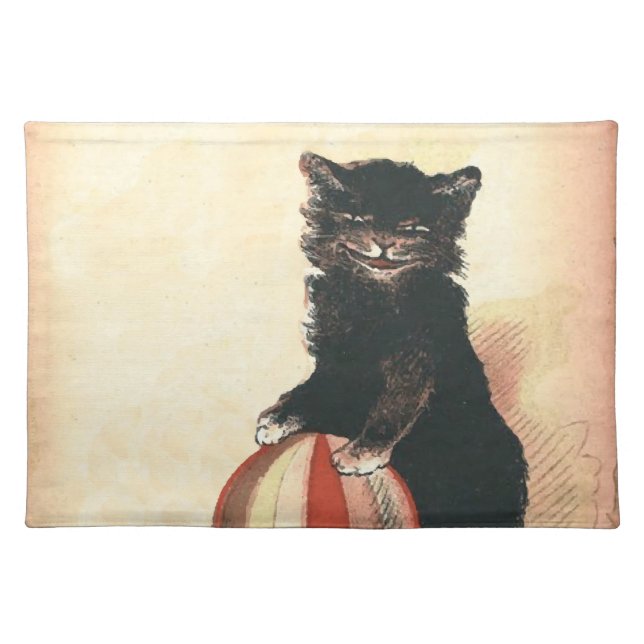 Vintage HALLOWEEN Black Cat Placemat (Front)